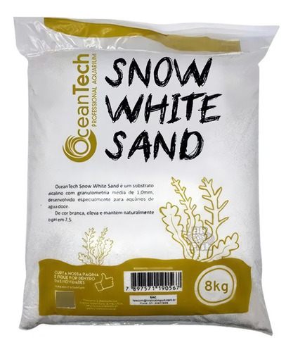  Substrato Ocean Tech Snow White Sand 8kg P/ Água Doce 