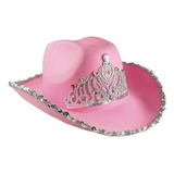 Sombrero Cowboy Sheriff Disfraz Vaquera Rosa Brillo X10