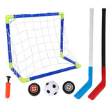 Kit De Portería De Fútbol Y Hockey Para Niños, 2 En 1, Bola