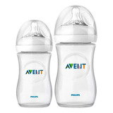 Kit 02 Pcs Mamadeira Petala Avent Anticolica 260/330ml Cor Transparente Sem Desenhos