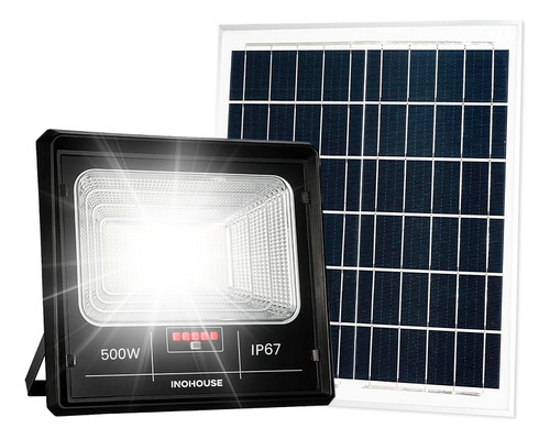 Holofote Solar Refletor 500w Prova D'água Kit Completo
