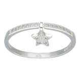 Anillo De Plata S925 Micro Circones Estrella + Caja Terciope