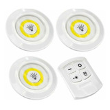 Kit 3 Lâmpadas Luminária De Led Spot Sem Fio Controle Remoto Cor Branco Pilha Aaa