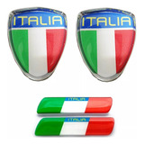 Emblema Dois Italia Com Moldura+par Coluna Alto Relevo Fiat