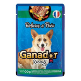 22 Sobres Ganador 100gr Alimento Para Perro Delicias De Pavo