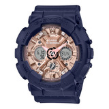 Reloj Casio G-shock Gma-s120mf-2a2dr Mujer 100% Original Color De La Correa Azul Oscuro Color Del Bisel Oro Rosa Color Del Fondo Oro/rosa