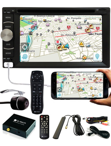 Dvd Multimidia E-tech Bluetooth Câmera Ré Tv Digital