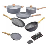 Set Hudson Original Ollas Sarten Bifera Wok Panqueq Granito 