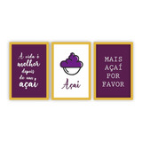 Placa Quadro Mdf 45x60cm Açaí Tigela Frase Vida Cozinha