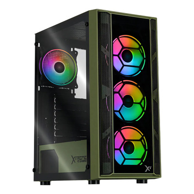 Gabinete XTREME PC GAMING Kronos Media Torre 4 Fan ARGB Verde Militar CXTGSXDG | Meses sin interés