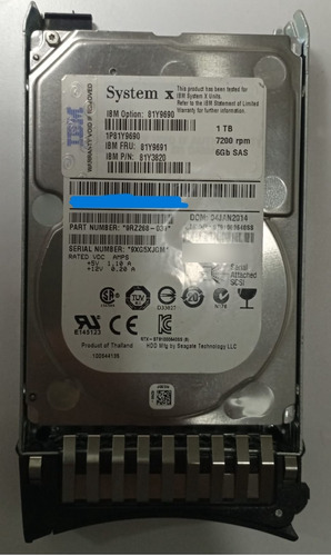 Hd Ibm 1tb 7200rpm 6gbps Nl Sas 2.5  Sff Hot-swap 81y9690