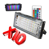 Paquete De 10 Reflectores Led Multicolor 50w Rgb  (450w)