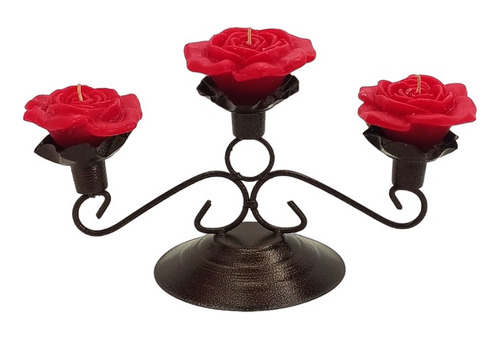 Candelabro 3 Brazos + Velas Flor