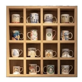 Repisa Organizador Pared Madera 16 Tazas Chicas 13 X 13 X 10