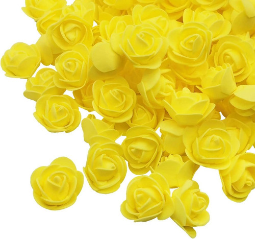 Mini Rosas Falsas Para Bricolaje 100 Pc.s De 3cm. Amarillas