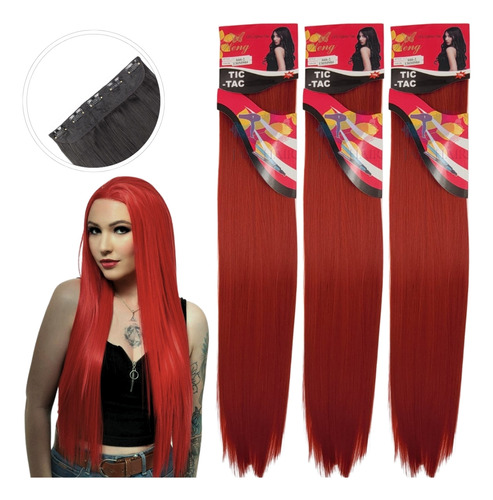 Kit 3 Cabelo Aplique Tic Tac Orgânica Weng 140 Gramas 70cm