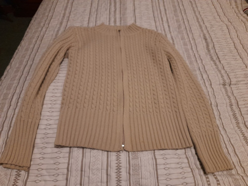 Campera Niño Tejida De Lana Color Beige, Talle 10