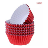 Capacillos Metalizados Rojos Cupcakes 100 Pz