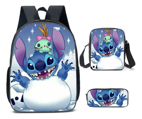 Set De 3 Mochilas Con Puntadas De Anime, Bandolera, Mochila