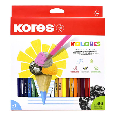 COLORES KORES TRIANGULARES C\u002F24 LARGOS LAPICES RESISTENTES | MercadoLibre