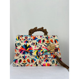 Bolso/crossbody Artesanal Con Decorado De Tenango