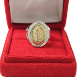 Anillo Virgen Milagrosa Plata 925 Y Lamina De Oro 18k