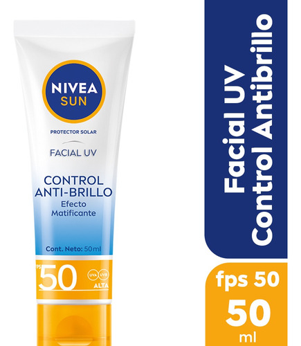 Protector Solar Facial Nivea Sun Anti Brillo Fps50 X 50 Ml