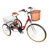 Bicicleta Triciclo Retrô - Vermelho Com Creme - Dream Bike