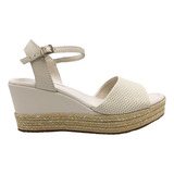 Sandalia Bottero Anabela Plataforma Couro Off White 363204