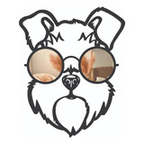 Perro Schnauzer Madera/mdf Con Gafas De Espejo | 60 Cm