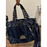 Bolsa Juicy Couture De Tela Y Piel Azul Marino