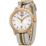 Reloj Tissot Quickster Madre Perla Nylon 40mm Boleta Color De La Correa Blanco Color Del Bisel Oro Rosa