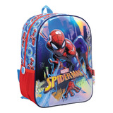 Mochila Wabro Spiderman City Espalda Niños Escolar 14 In Color Rojo/azul Diseño De La Tela 11731/38229