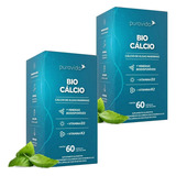 Kit 2x Bio Cálcio Calcio De Algas - 60 Caps Cada - Puravida Sabor Sem Sabor