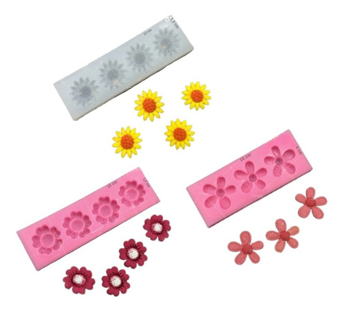 Set De 3 Moldes De Flores