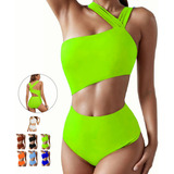 Traje De Baño De Un Solo Hombro Cuello Halter Monokini Mujer