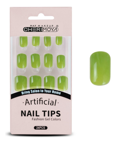 Press On Tips Autoadhesivo Color Verde Cherimoya