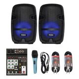 Combo Bafles Activos Mixer Bluetooth Microfono Accesorios