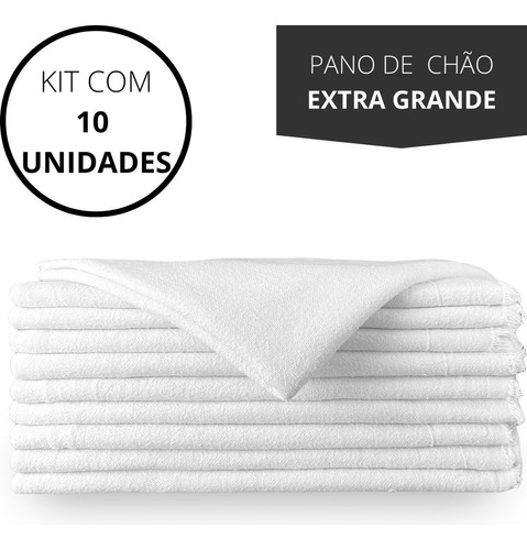 Pano De Chão Extra Grande Alvejado - Verdecasa - Pano Para Limpesa Pesada - Kit Com 10 Unidades De Pano De Chão Branco Grosso