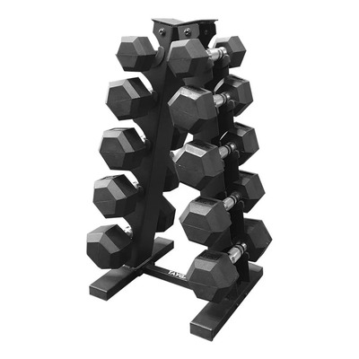 Rack 5 Pares Mancuernas Hexagonales Caucho Tayga 5-15 Lb Color Negro | Meses sin interés