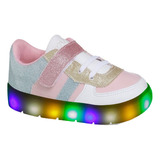 Tenis Infantil Feminino Com Luz Led Confortável Moda Luxo