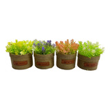 Set De 4 Macetas Planta Artificial 8cm X 10cm