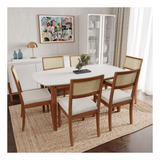 Conjunto Mesa De Jantar Tampo Mdf 1,60m E 6 Cadeiras Tiê