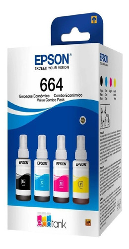 Kit Refil Epson 4 Cores T664520-4p Para L120/l1300/l495/l395