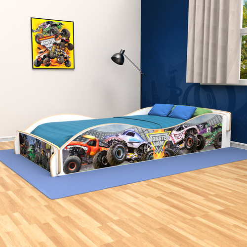 Cama Infantil Monster Jam 1 Plaza Ayuda Dormir Solitos