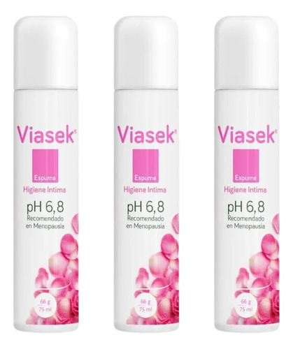 Combo X 3 Viasek Espuma De Higiene Íntima Ph 6.8 X 75 Ml