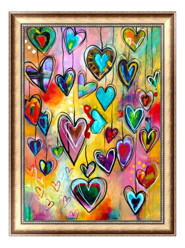 Bordado Pintura Diamante - Corazones Alegres 30x40