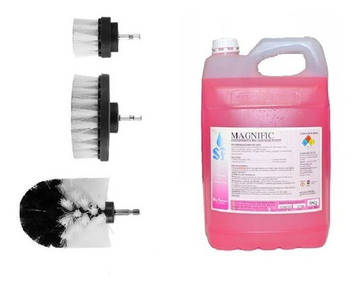 Kit Limpia Tapizado Cepillos Para Taladro + Apc Multiuso 5l