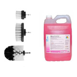 Kit Limpia Tapizado Cepillos Para Taladro + Apc Multiuso 5l