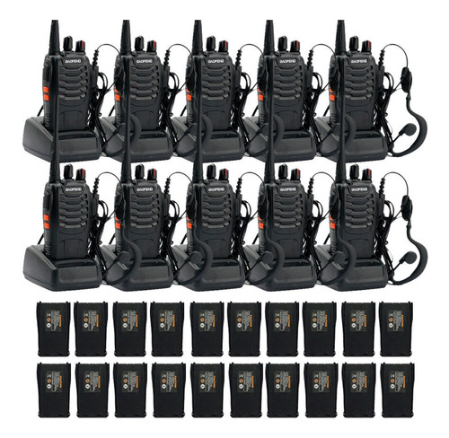 Kit X10 Handy Baofeng Bf-888s 16 Ch 5w Uhf Manos Libres